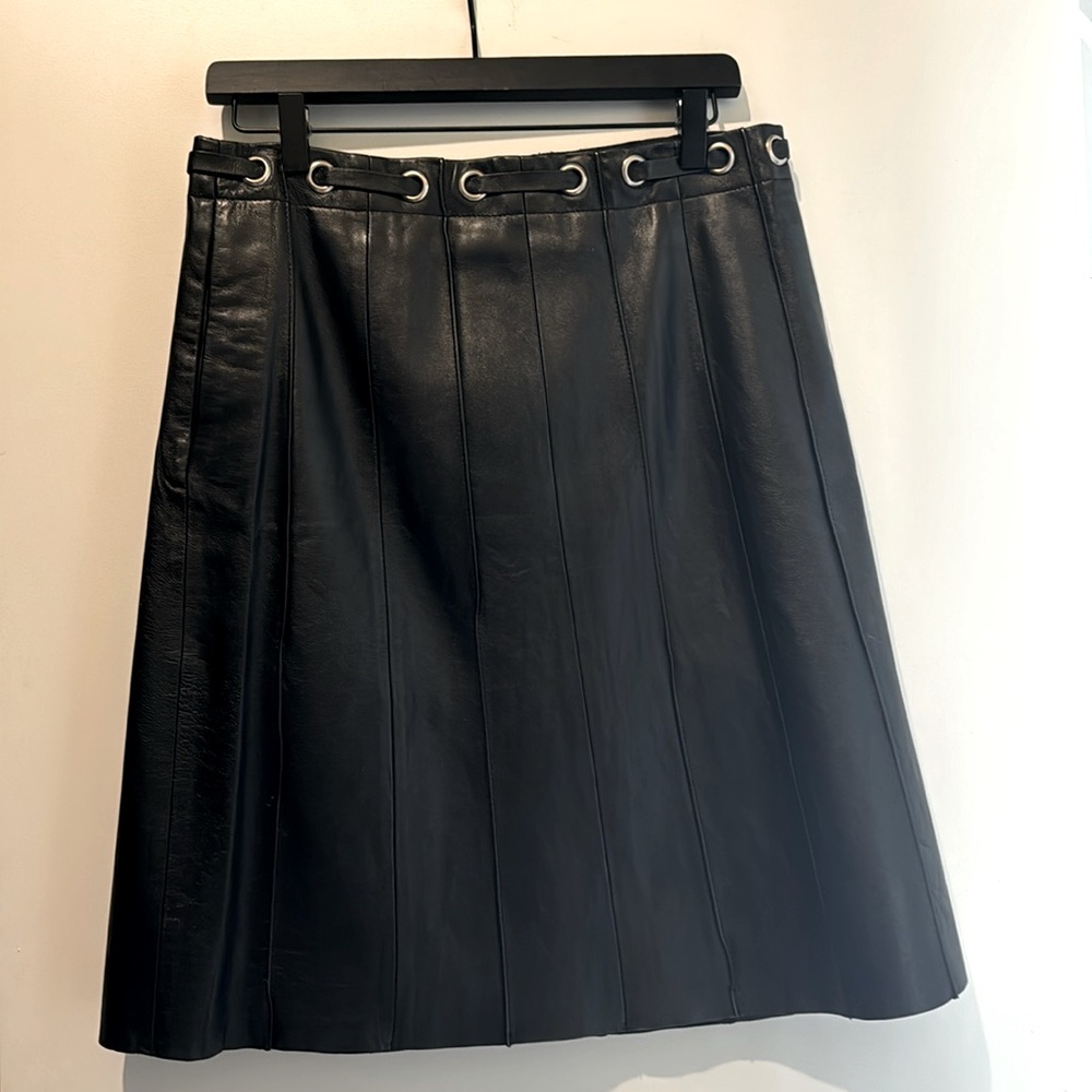 BCBG MaxAzria Leather Skirt, 23” long
